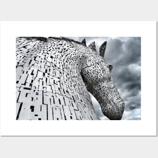 Kelpie against the sky II - The Kelpies, Falkirk, Scotland Posters and Art